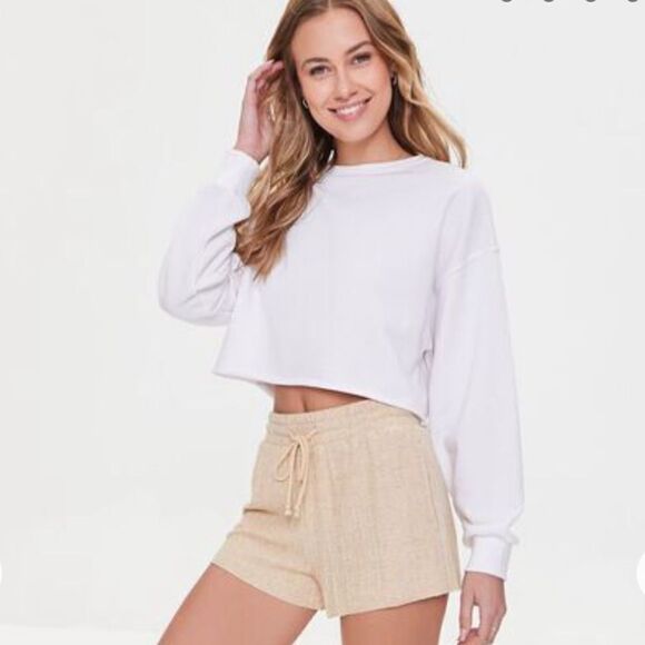 FREE F21 XS Light Brown Lace up Front High Waist Dress Shorts - Picture 7 of 7